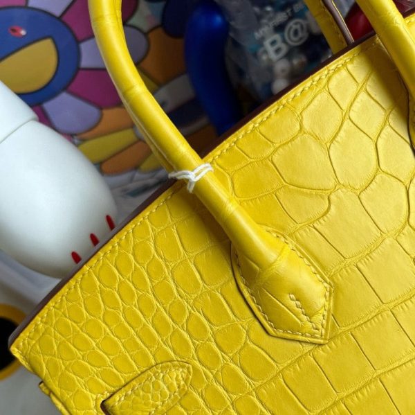 H BIRKIN ALLIGATOR MATTE M9 MARIGOLD YELLOW GOLD HARDWARE 25CM