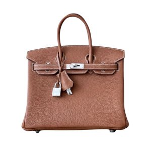 H BIRKIN 25 TOGO BROWN LEATHER SILVER HARDWARE 25CM