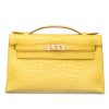 H MINI KELLY POCHETTE CROCODILE GOLD TONED HARDWARE YELLOW 22CM