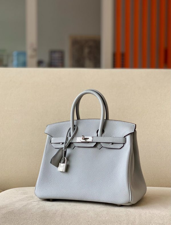 H BIRKIN 25 TOGO LIGHT BLUE LEATHER SILVER HARDWARE 25CM