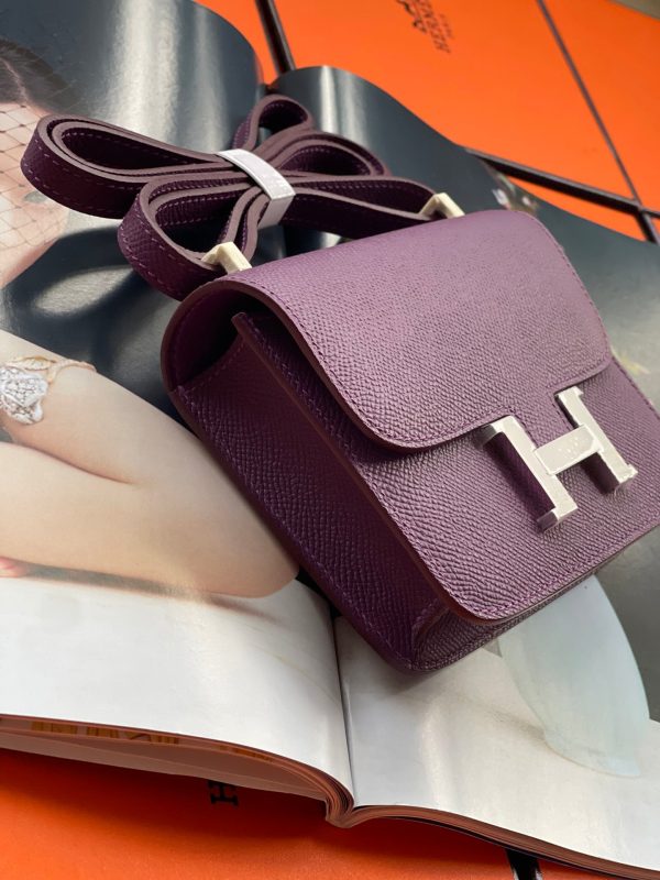 H CONSTANCE MINI EPSOM SILVER-TONED HARDWARE VIOLET 14CM