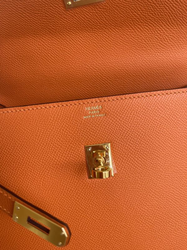 H KELLY SELLIER EN DESORDRE EPSOM GOLD-TONED HARDWARE ORANGE 25CM