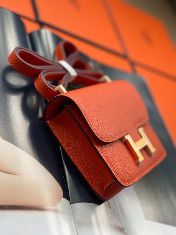 H CONSTANCE MINI EPSOM GOLD-TONED HARDWARE ORANGE 18CM