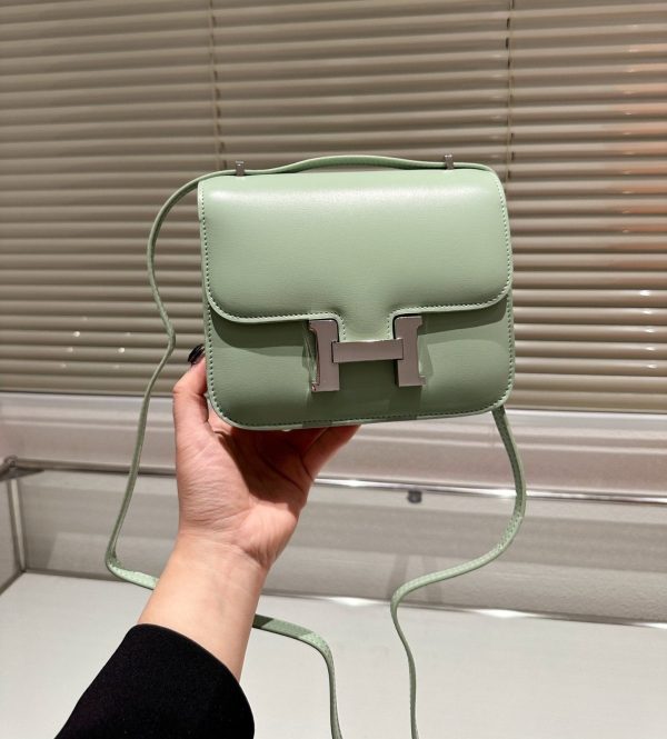 H CONSTANCE LEATHER BAG AVOCADO GREEN 18CM