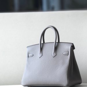 H BIRKIN 25 TOGO GREY LEATHER GOLD HARDWARE 25CM