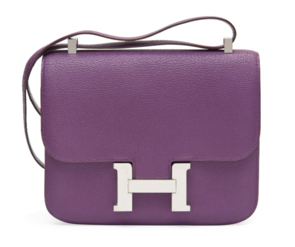 H CONSTANCE MINI EPSOM SILVER-TONED HARDWARE VIOLET 14CM