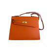 H KELLY SELLIER EN DESORDRE EPSOM GOLD-TONED HARDWARE ORANGE 25CM