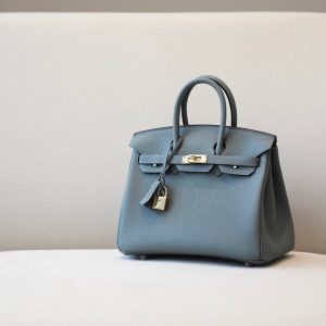 H BIRKIN 25 TOGO STONE BLUE LEATHER GOLD HARDWARE 25CM