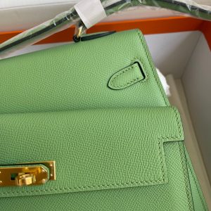 H KELLY SELLIER EN DESORDRE EPSOM GOLD-TONED HARDWARE GREEN 25CM