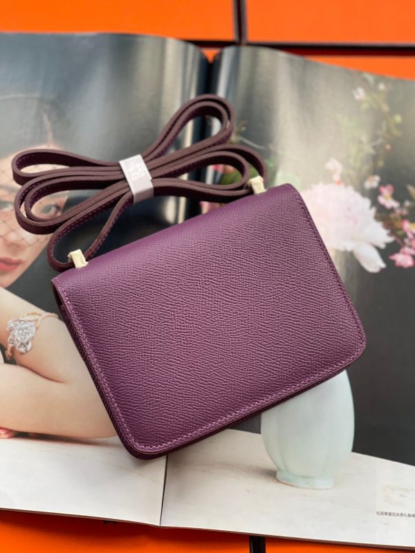 H CONSTANCE MINI EPSOM SILVER-TONED HARDWARE VIOLET 14CM