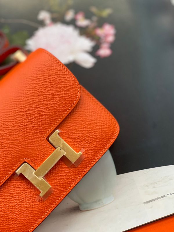 H CONSTANCE MINI EPSOM GOLD-TONED HARDWARE ORANGE 18CM