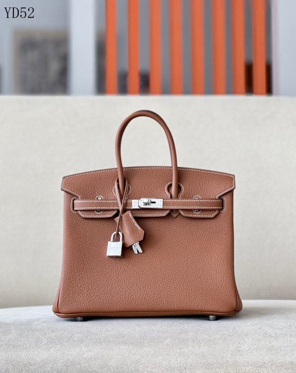 H BIRKIN 25 TOGO BROWN LEATHER SILVER HARDWARE 25CM