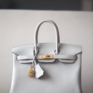 H BIRKIN 25 TOGO WHITE LEATHER GOLD HARDWARE 25CM