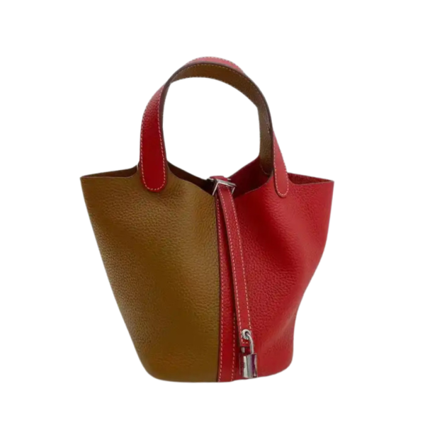 H PICOTIN LOCK BROWN RED DUPE BAG 18CM