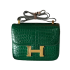 H CONSTANCE ALLIGATOR GOLD HARDWARE MINI GREEN FICELLE BAG 18CM