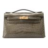 H MINI KELLY POCHETTE CROCODILE GOLD TONED HARDWARE GREY 22CM