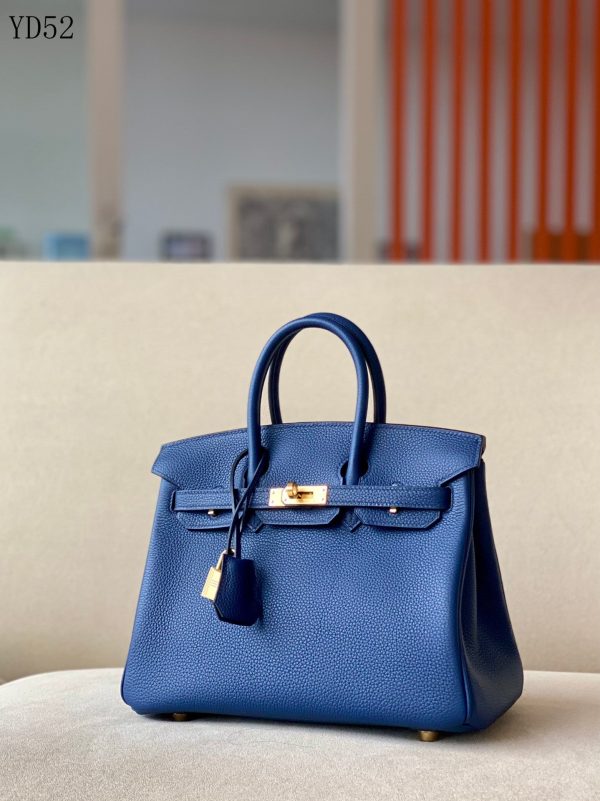 H BIRKIN 25 TOGO NAVY BLUE LEATHER GOLD HARDWARE 25CM