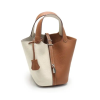 H PICOTIN LOCK WHITE BROWN DUPE BAG 18CM